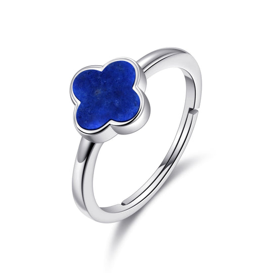 Lapis Gemstone Adjustable Clover Ring - Philip Jones Jewellery