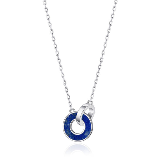 Lapis Gemstone Circle Link Necklace - Philip Jones Jewellery