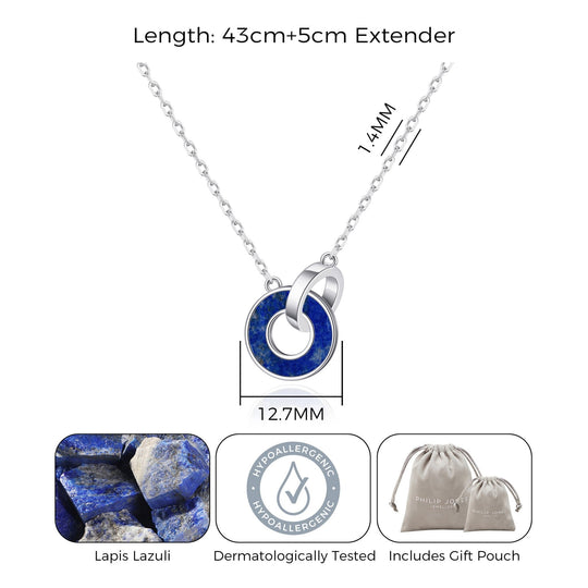 Lapis Gemstone Circle Link Necklace - Philip Jones Jewellery