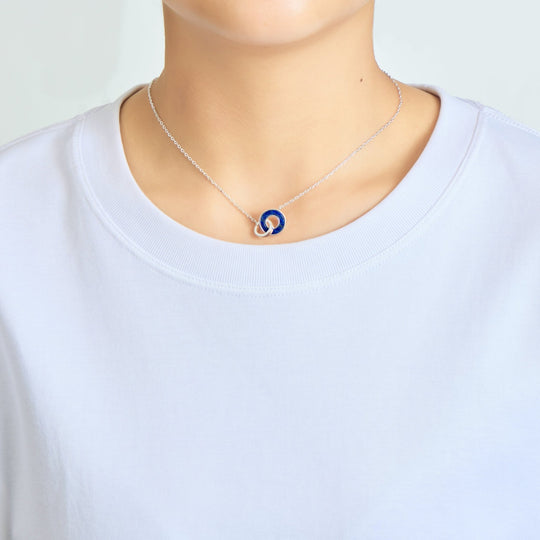 Lapis Gemstone Circle Link Necklace - Philip Jones Jewellery