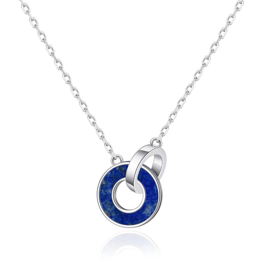 Lapis Gemstone Circle Link Necklace - Philip Jones Jewellery