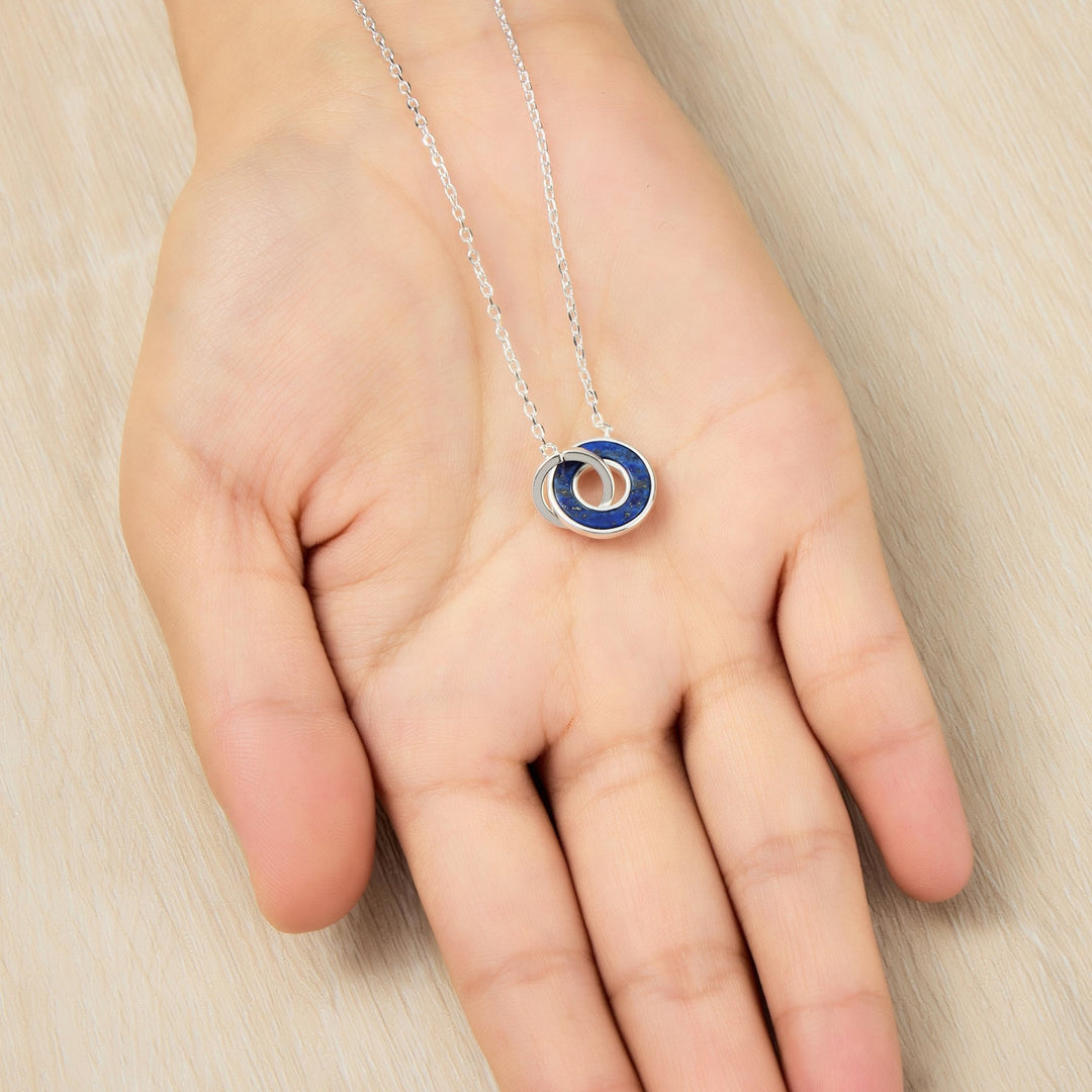 Lapis Gemstone Circle Link Necklace - Philip Jones Jewellery