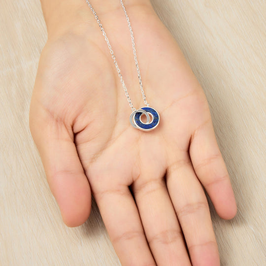 Lapis Gemstone Circle Link Necklace - Philip Jones Jewellery