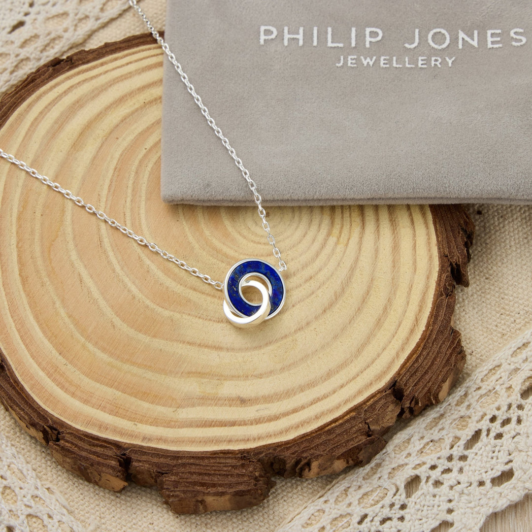 Lapis Gemstone Circle Link Necklace - Philip Jones Jewellery