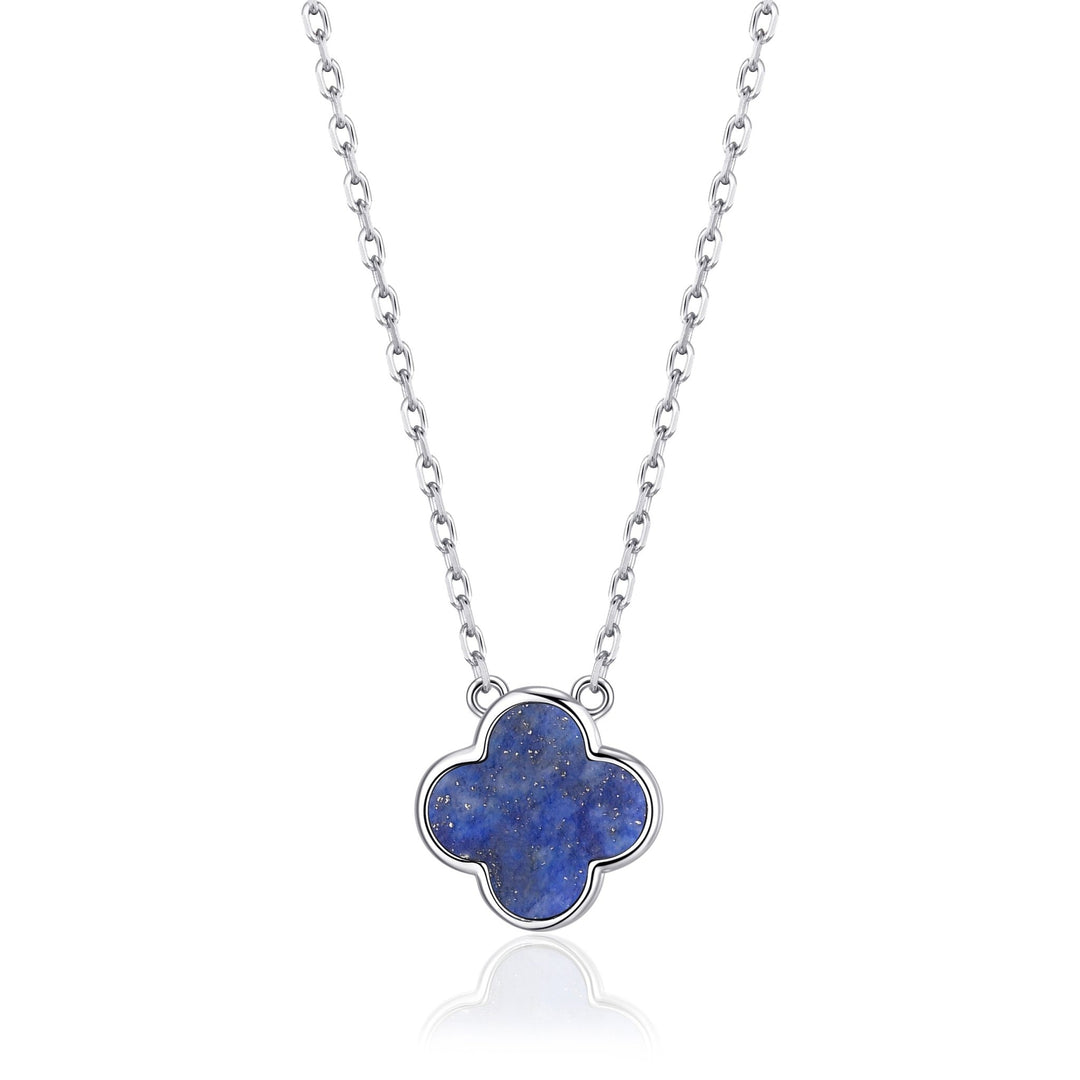 Lapis Gemstone Clover Necklace - Philip Jones Jewellery