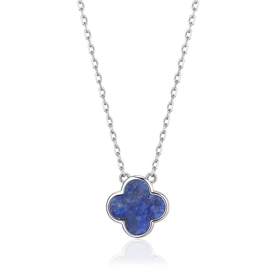 Lapis Gemstone Clover Necklace - Philip Jones Jewellery