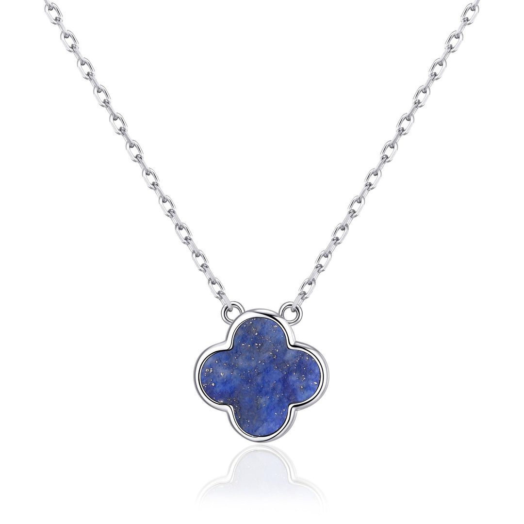 Lapis Gemstone Clover Necklace - Philip Jones Jewellery