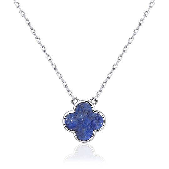 Lapis Gemstone Clover Necklace - Philip Jones Jewellery