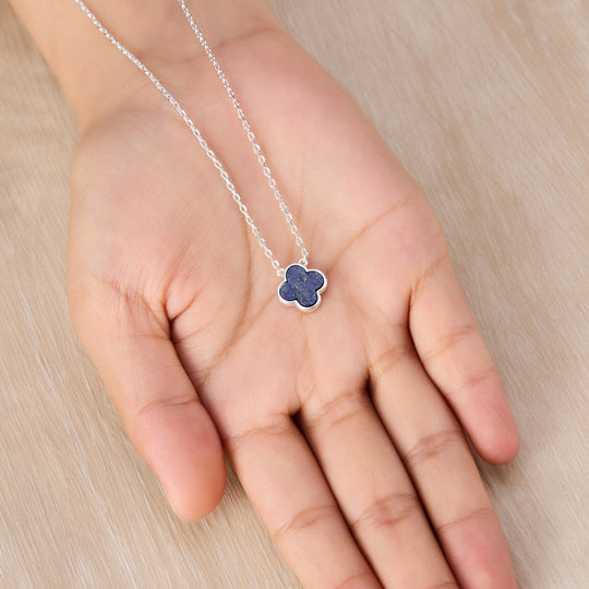 Lapis Gemstone Clover Necklace - Philip Jones Jewellery