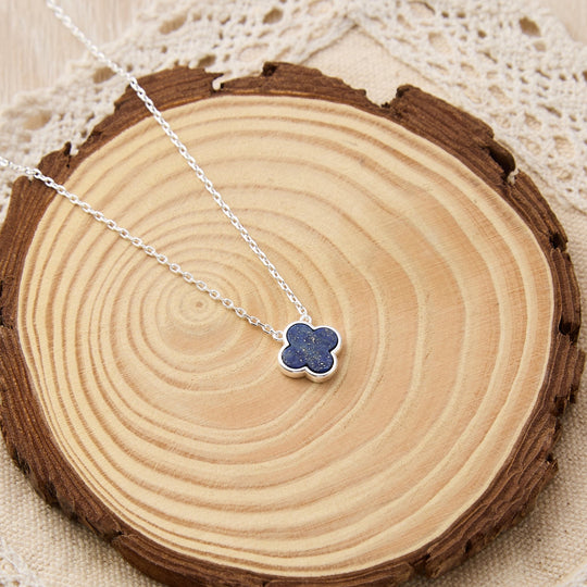 Lapis Gemstone Clover Necklace - Philip Jones Jewellery