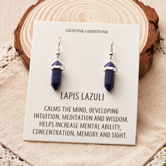 Lapis Gemstone Drop Earrings with Quote Card - Philip Jones Jewellery