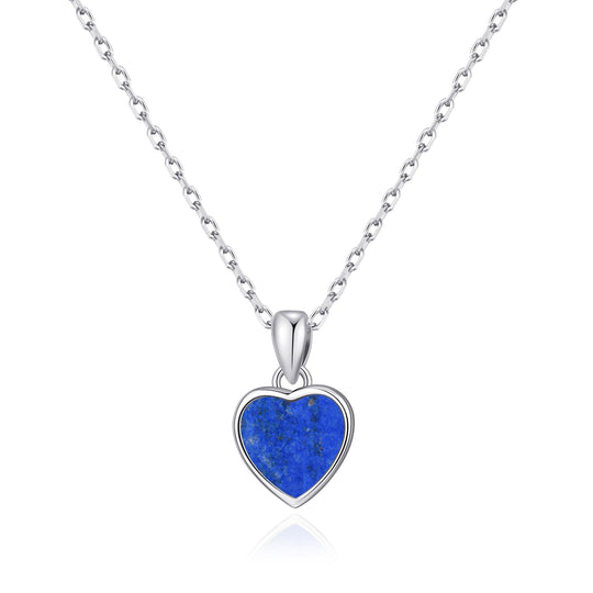 Lapis Gemstone Heart Necklace - Philip Jones Jewellery