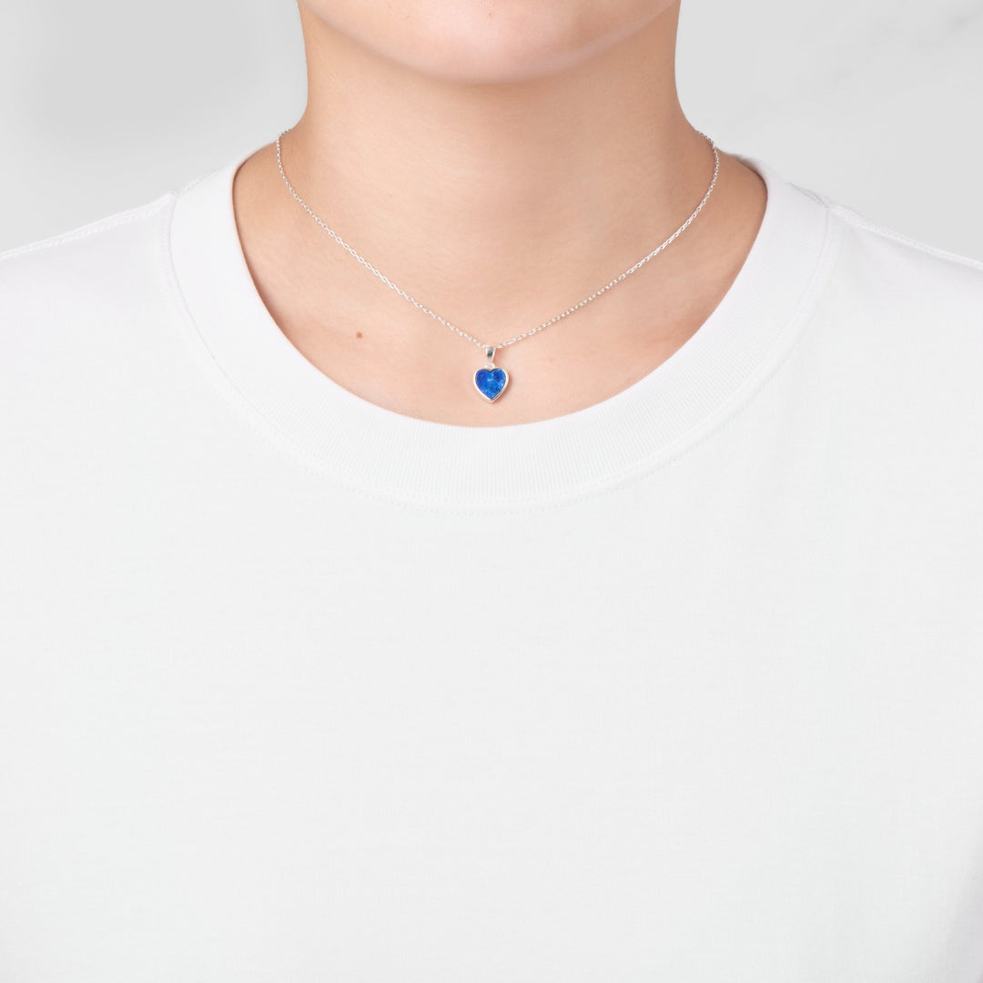 Lapis Gemstone Heart Necklace - Philip Jones Jewellery