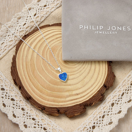 Lapis Gemstone Heart Necklace - Philip Jones Jewellery