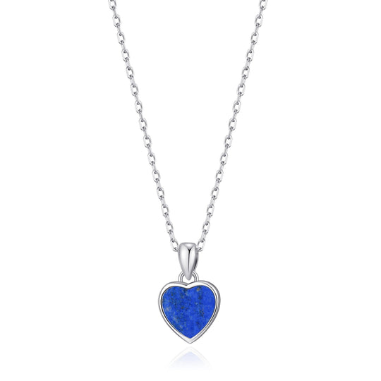 Lapis Gemstone Heart Necklace - Philip Jones Jewellery