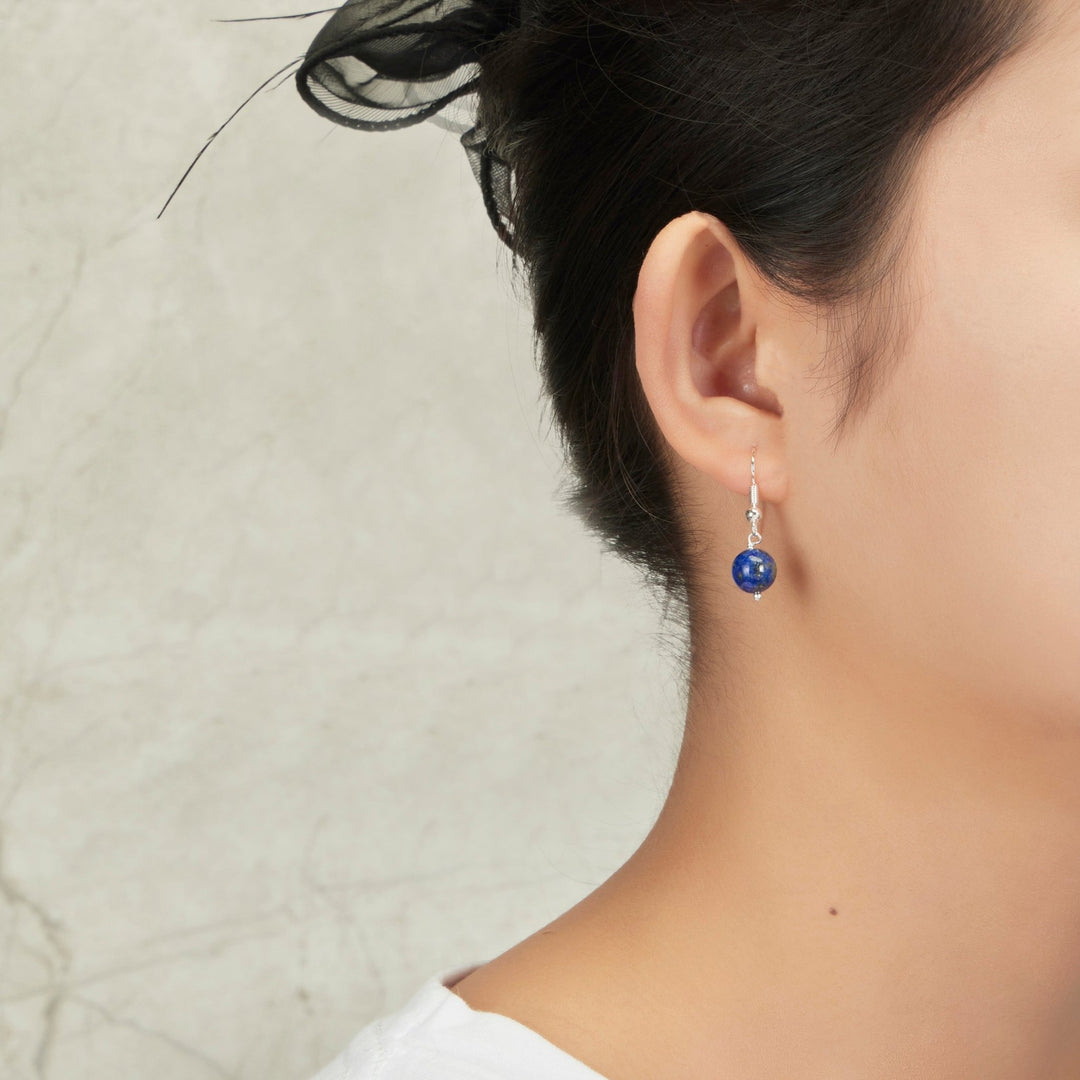 Lapis Gemstone Round Drop Earrings - Philip Jones Jewellery