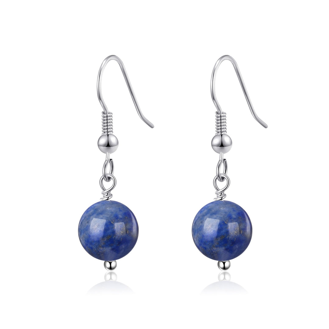 Lapis Gemstone Round Drop Earrings - Philip Jones Jewellery