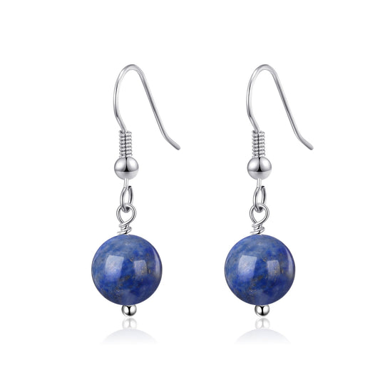 Lapis Gemstone Round Drop Earrings - Philip Jones Jewellery