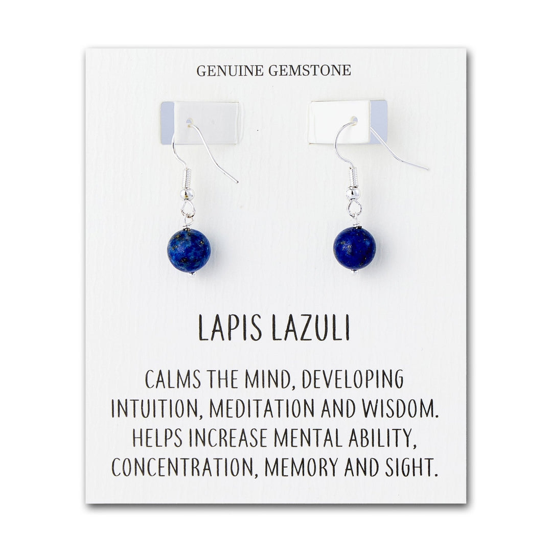 Lapis Gemstone Round Drop Earrings with Quote Card - Philip Jones Jewellery