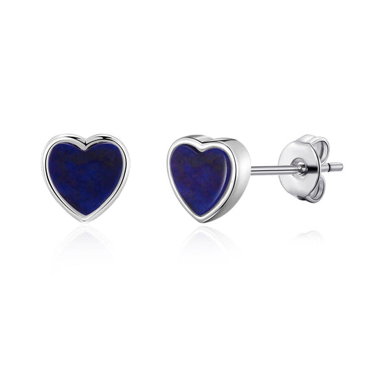 Lapis Heart Stud Earrings - Philip Jones Jewellery