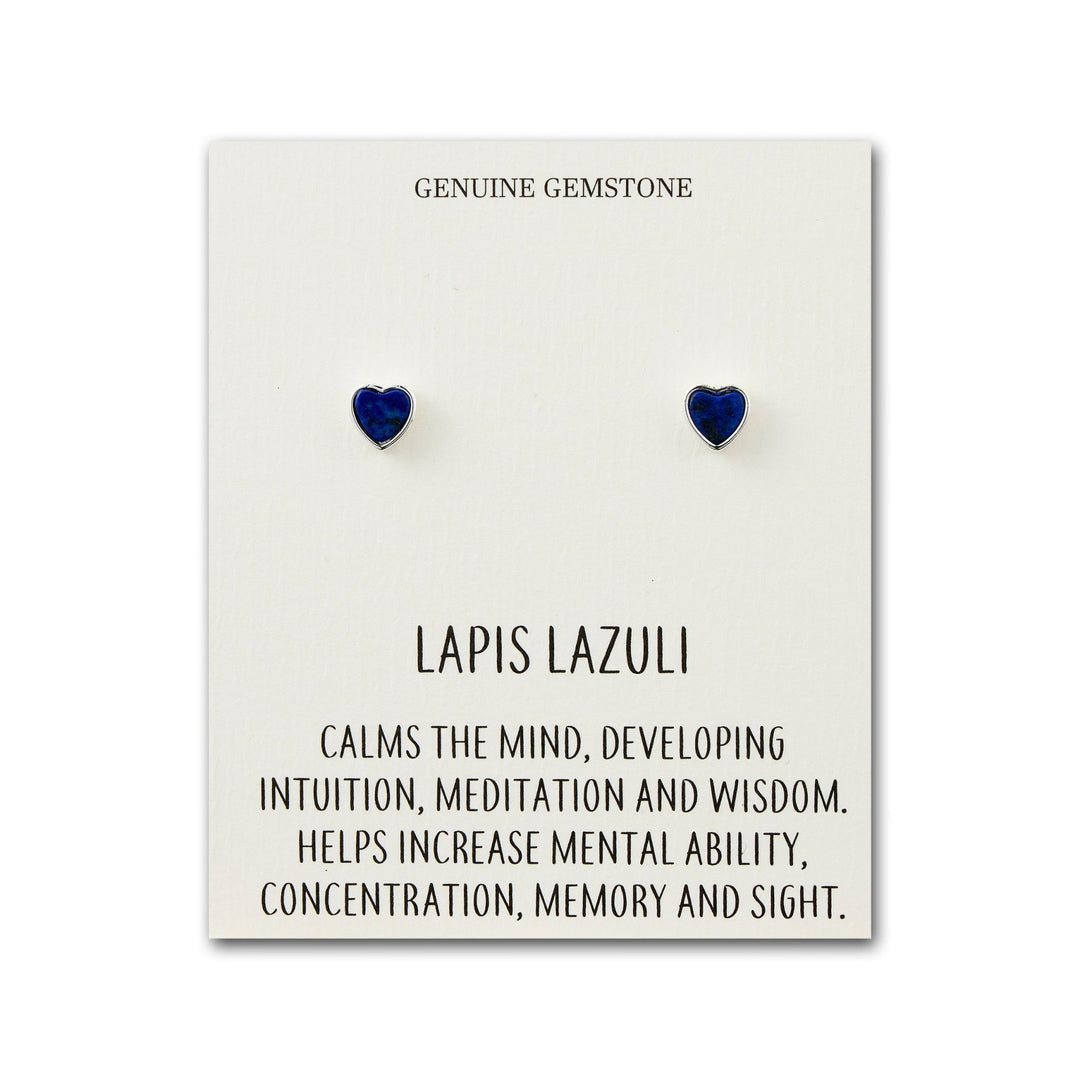 Lapis Heart Stud Earrings with Quote Card - Philip Jones Jewellery