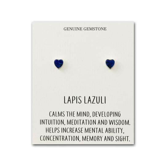 Lapis Heart Stud Earrings with Quote Card - Philip Jones Jewellery