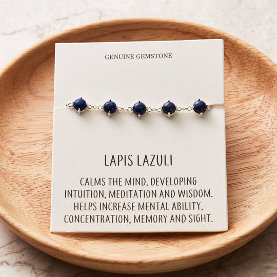Lapis Lazuli Gemstone Bracelet with Quote Card - Philip Jones Jewellery
