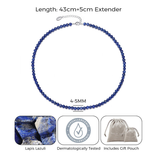 Lapis Mini Beaded Gemstone Necklace - Philip Jones Jewellery