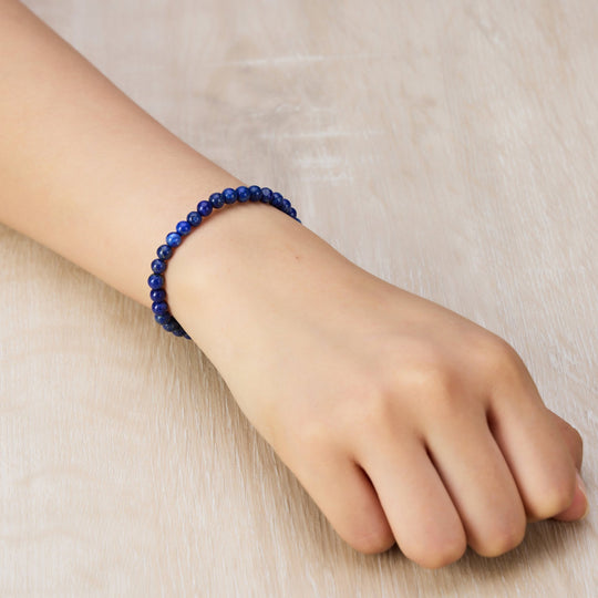 Lapis Mini Beaded Gemstone Stretch Bracelet - Philip Jones Jewellery