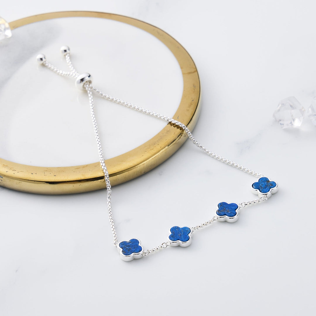 Lapis Multi Clover Friendship Bracelet - Philip Jones Jewellery