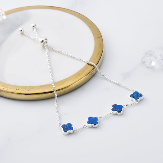 Lapis Multi Clover Friendship Bracelet - Philip Jones Jewellery