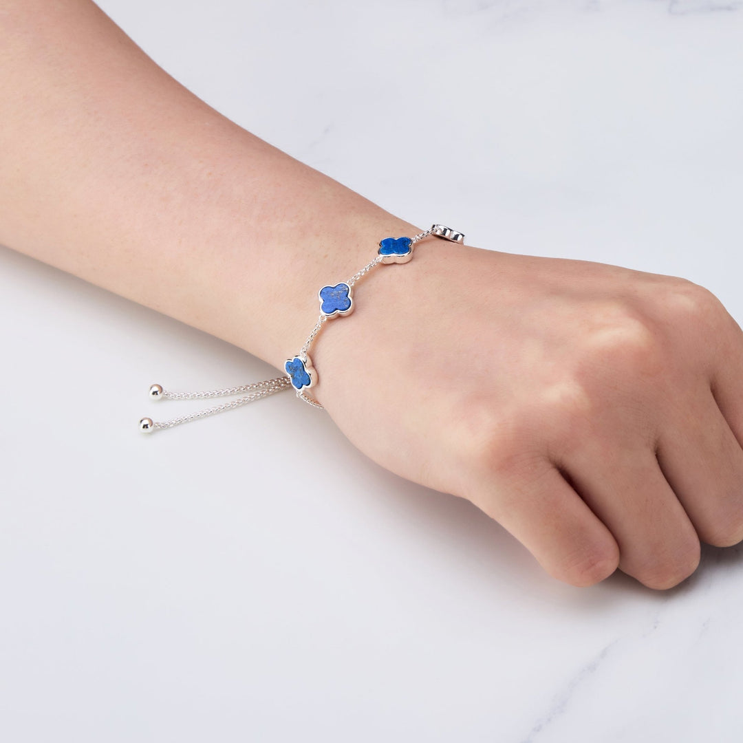 Lapis Multi Clover Friendship Bracelet - Philip Jones Jewellery