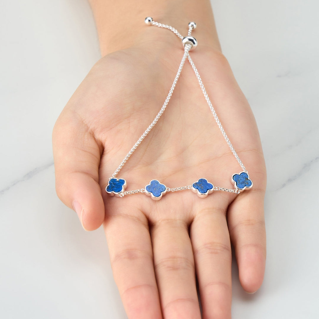 Lapis Multi Clover Friendship Bracelet - Philip Jones Jewellery