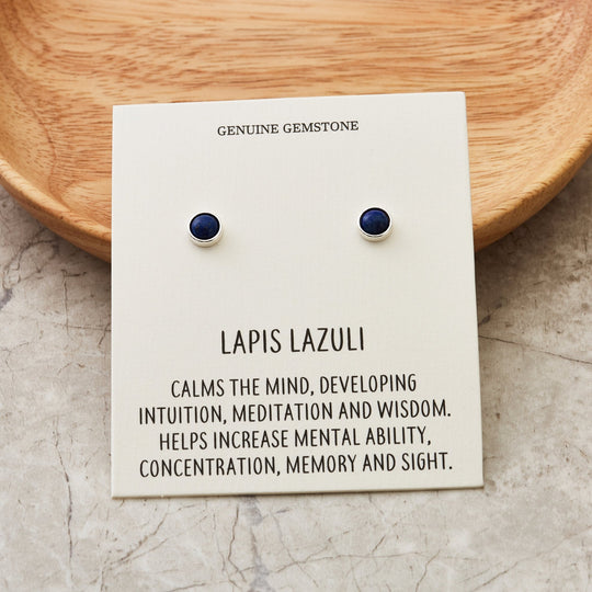 Lapis Stud Earrings with Quote Card - Philip Jones Jewellery