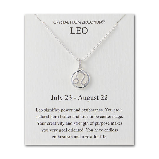 Leo Star Sign Zodiac Necklace and Quote Card with Zircondia® Crystals - Philip Jones Jewellery