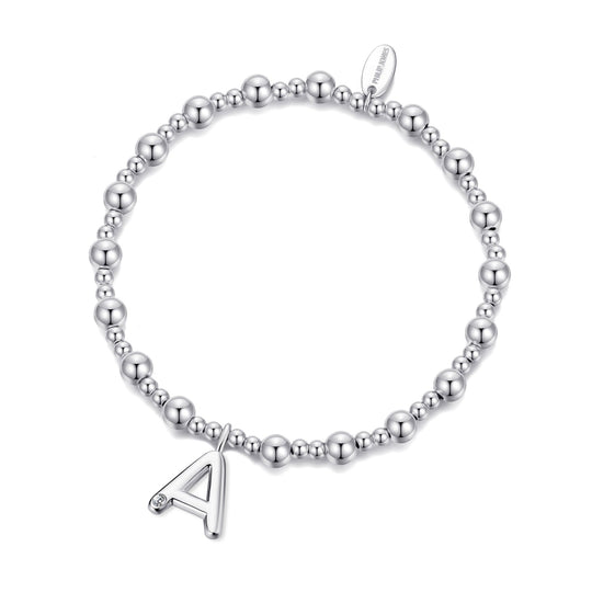 Letter A Initial Stretch Bracelet Created with Zircondia® Crystals - Philip Jones Jewellery