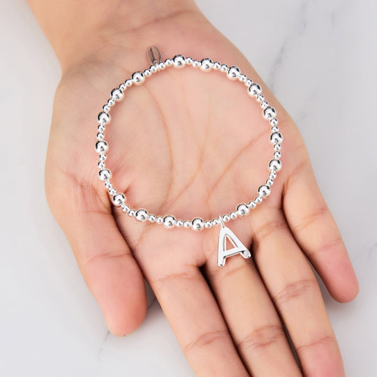 Letter A Initial Stretch Bracelet Created with Zircondia® Crystals - Philip Jones Jewellery