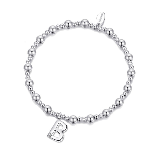Letter B Initial Stretch Bracelet Created with Zircondia® Crystals - Philip Jones Jewellery