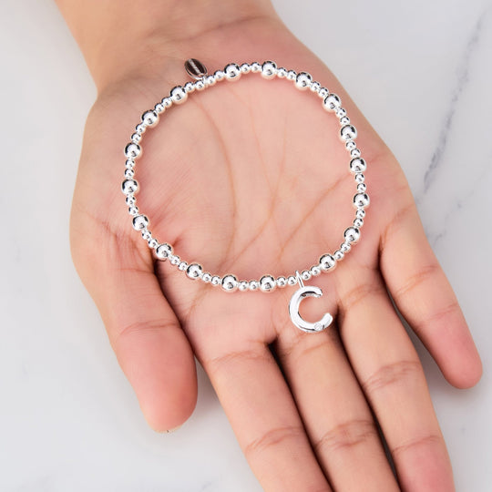 Letter C Initial Stretch Bracelet Created with Zircondia® Crystals - Philip Jones Jewellery