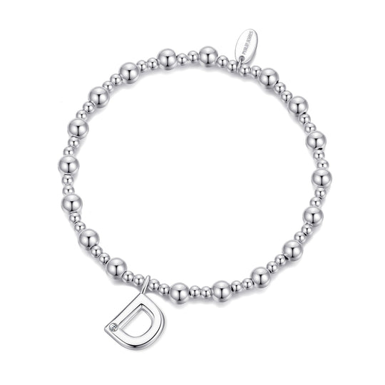 Letter D Initial Stretch Bracelet Created with Zircondia® Crystals - Philip Jones Jewellery