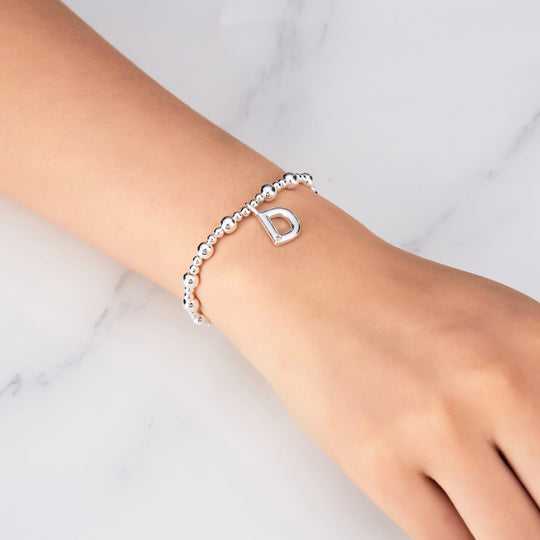 Letter D Initial Stretch Bracelet Created with Zircondia® Crystals - Philip Jones Jewellery