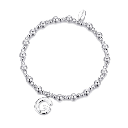 Letter G Initial Stretch Bracelet Created with Zircondia® Crystals - Philip Jones Jewellery