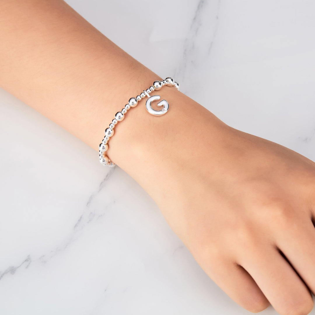 Letter G Initial Stretch Bracelet Created with Zircondia® Crystals - Philip Jones Jewellery