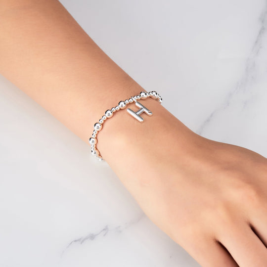 Letter H Initial Stretch Bracelet Created with Zircondia® Crystals - Philip Jones Jewellery