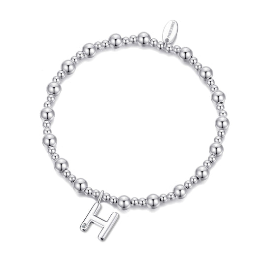 Letter H Initial Stretch Bracelet Created with Zircondia® Crystals - Philip Jones Jewellery