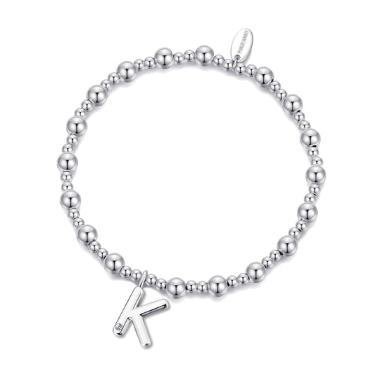 Letter K Initial Stretch Bracelet Created with Zircondia® Crystals - Philip Jones Jewellery