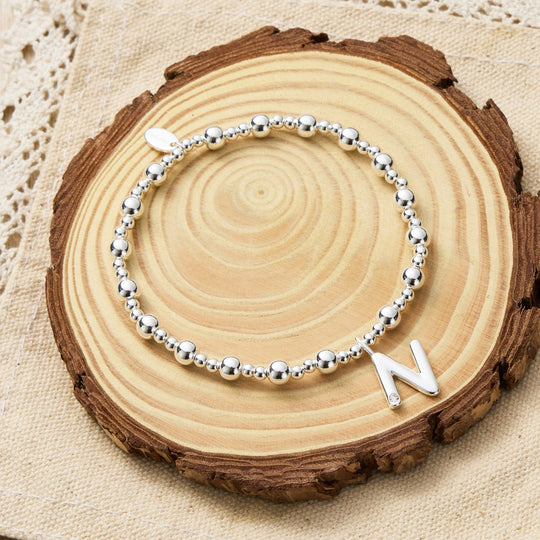 Letter N Initial Stretch Bracelet Created with Zircondia® Crystals - Philip Jones Jewellery