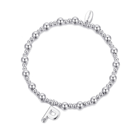 Letter P Initial Stretch Bracelet Created with Zircondia® Crystals - Philip Jones Jewellery