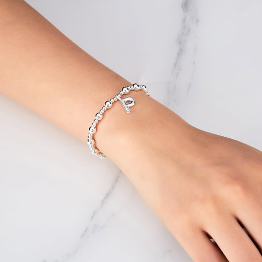 Letter P Initial Stretch Bracelet Created with Zircondia® Crystals - Philip Jones Jewellery