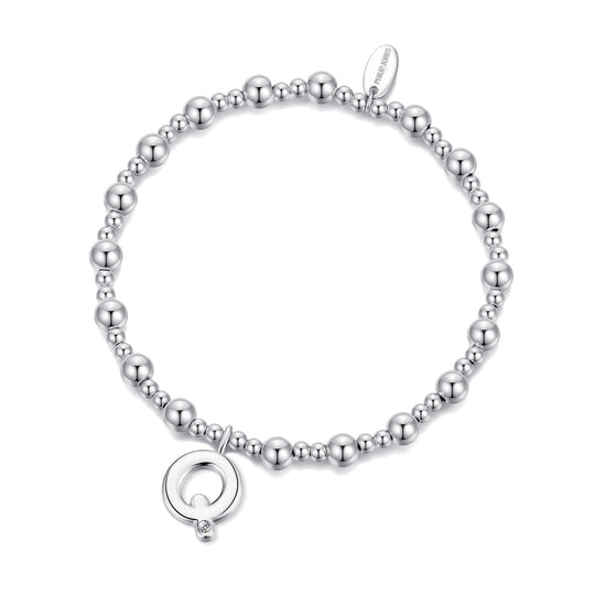 Letter Q Initial Stretch Bracelet Created with Zircondia® Crystals - Philip Jones Jewellery